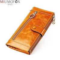 fashion womens wallet genuine leather female clutch long wallet womens wallets and purses portomonee oil wax leather coin purse