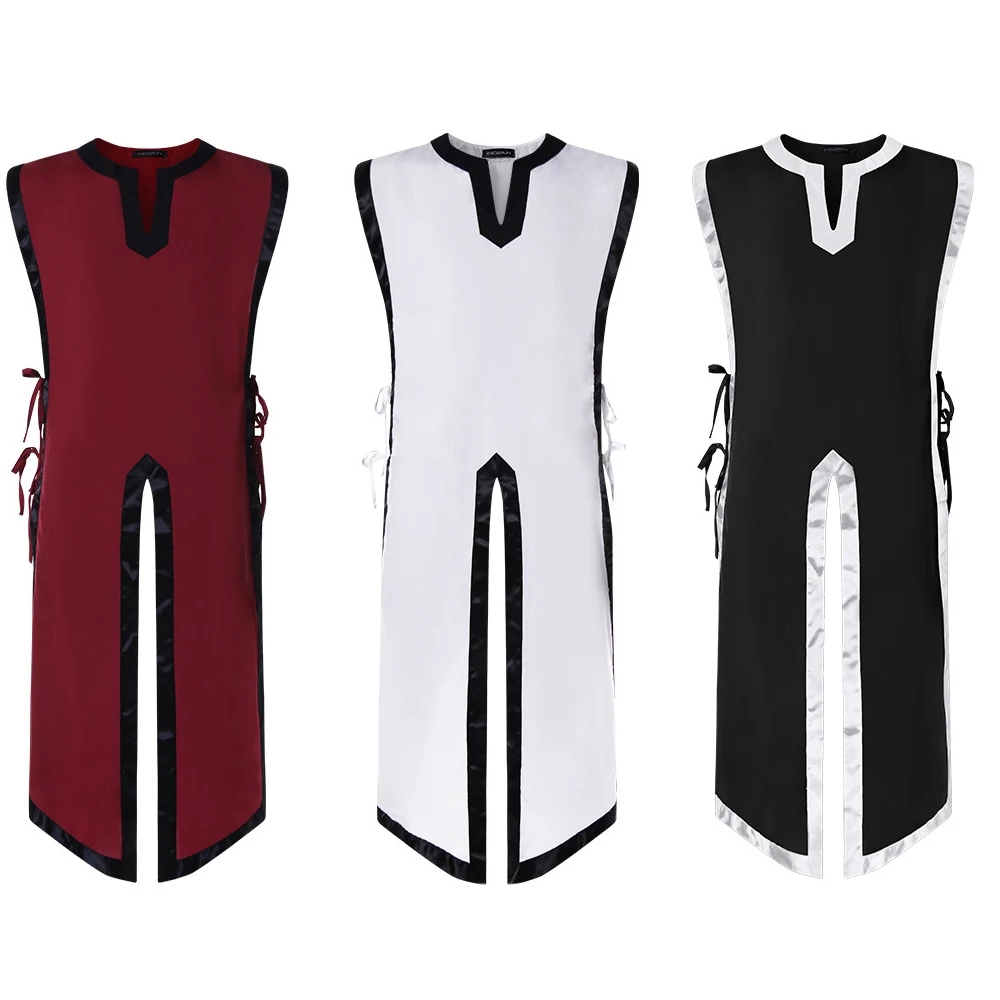 Средневековый паладин мужская туника топы рыцарь Templar Crusader священник косплей