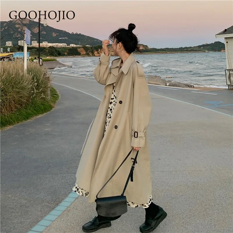 

GOOHOJIO 2021 New Spring and Autumn Temperament Trench Women Loose Casual Trench for Women Fashionable Fashion Trench Female