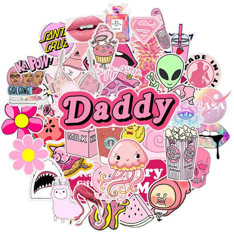

50Pcs pack Vsco Girls Kawaii Pink Kobito Sticker for DIY Mobile Phone Laptop Luggage Suitcase Skateboard Decal Stickers Toy