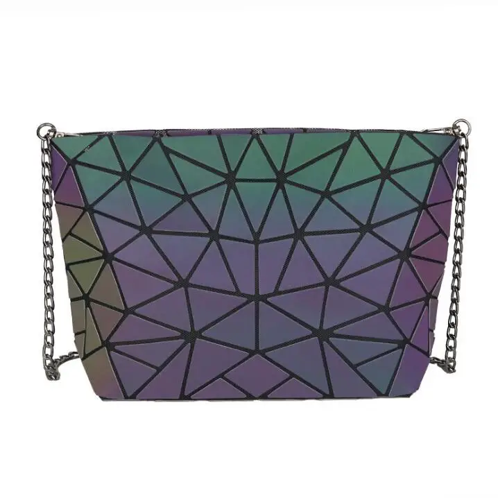 Maelove 1set Luminous bag Women Geometry Handbag Laser Plain Folding Tote Shoulder geometric purse diamond Free Shipping | Багаж и сумки