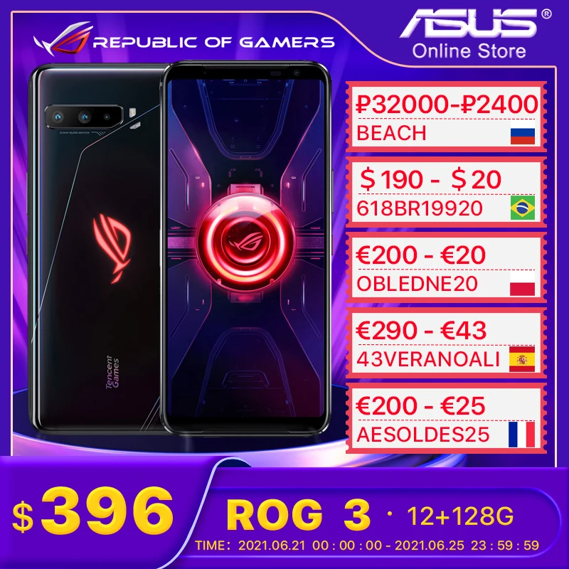 Глобальный Встроенная память ASUS ROG 3 игровой телефон 5G Snapdragon 865 плюс 12G 128G смартфон