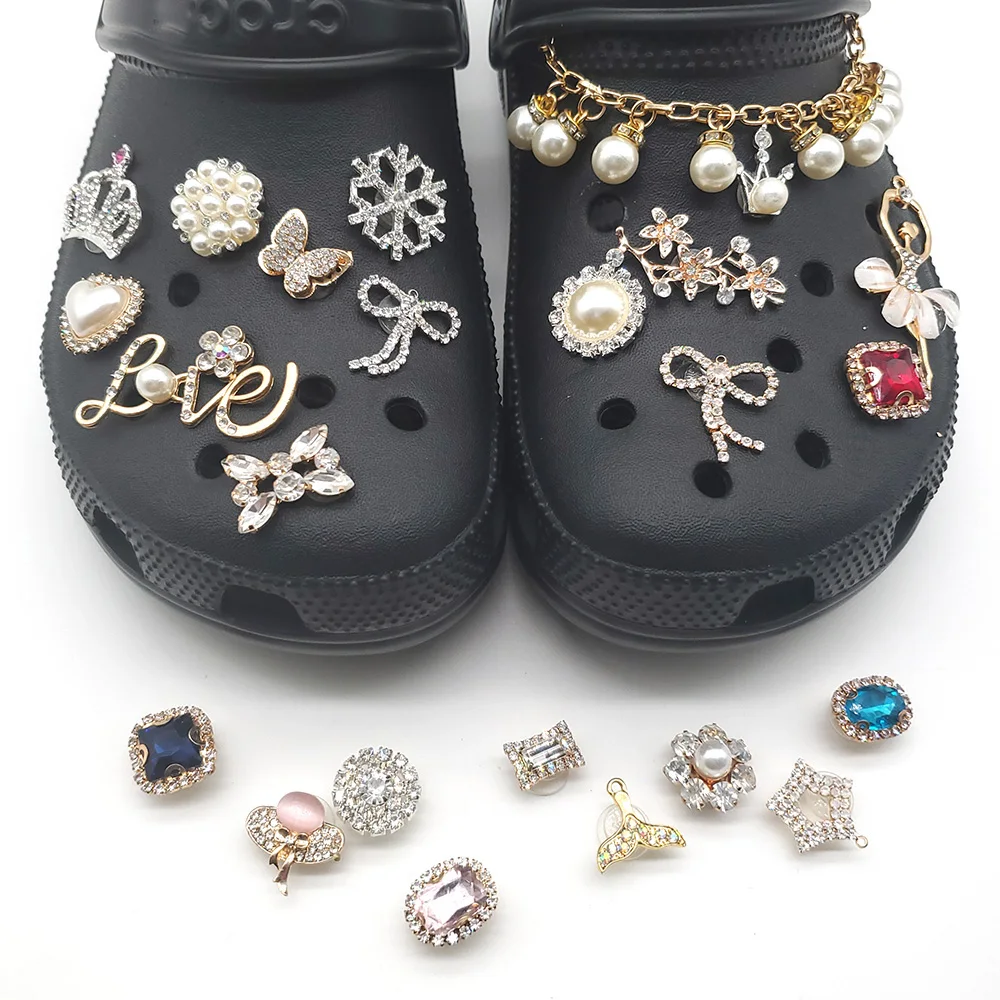 

1pc Diamond Crystal jewelry Shoe Charms Buckles Girl Decoration Shoe Accessories PVC For Garden Sandals Croc Jibz Birthday Gifts