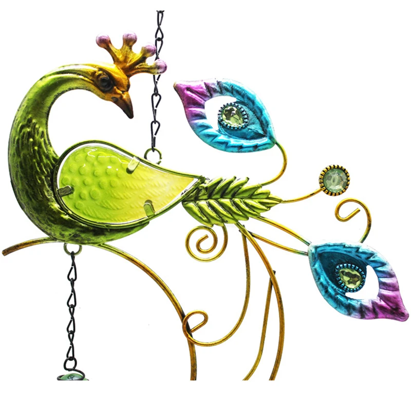 

Colorful Peacocks Shape Pendant Bell Wind Chimes Indoor Balcony Indoor Outdoor Garden Decor Hanging Decoration Ornament