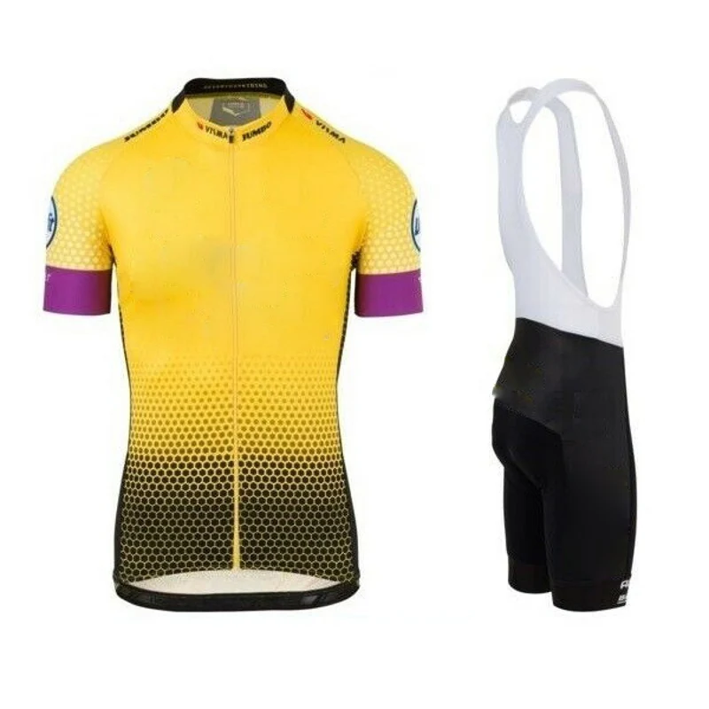 Мужская желтая рубашка с шортами для велоспорта Ropa Ciclismo maillot лето 2019 | Спорт и