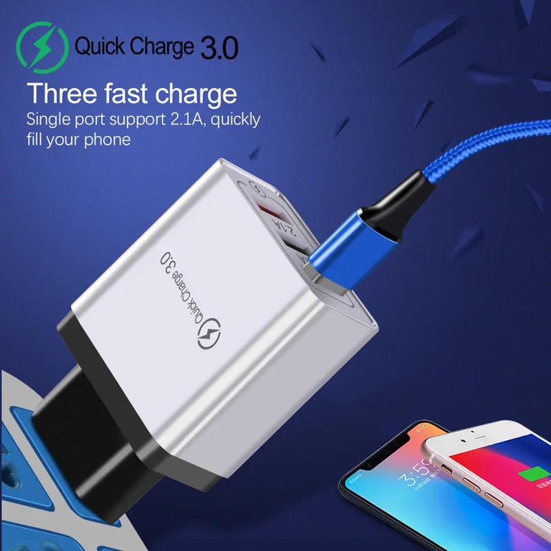 3 Порт QC 0 настенное зарядное устройство USB адаптер переменного тока для