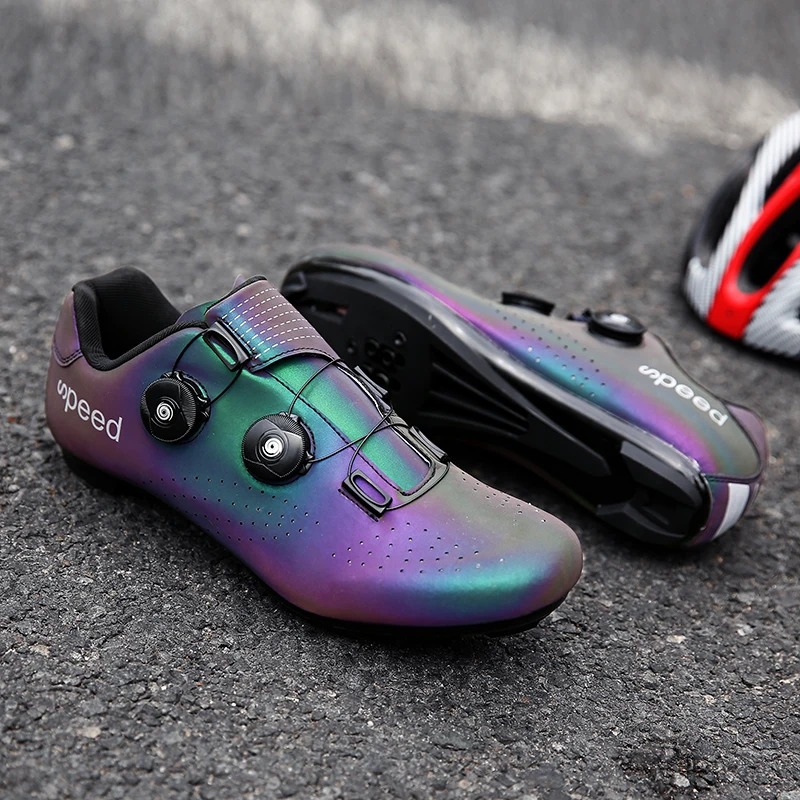 Murah 2020 Baru Sepatu Bersepeda Jalan Balap Profesional Sepeda Sepatu Dazzle Warna Ultralight Bernapas Self-Locking Sepatu