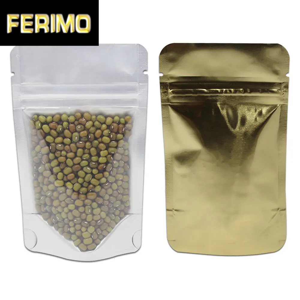 50 шт. застежка молния чистый алюминий фольга прозрачный золотой пакет для