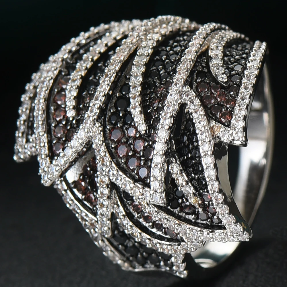 

Blachette Luxury Noble High Quality Leaf Rings Shiny Charm Shiny CZ Party Finger Rings For Women Bridal Wedding DUBAI Jewelry