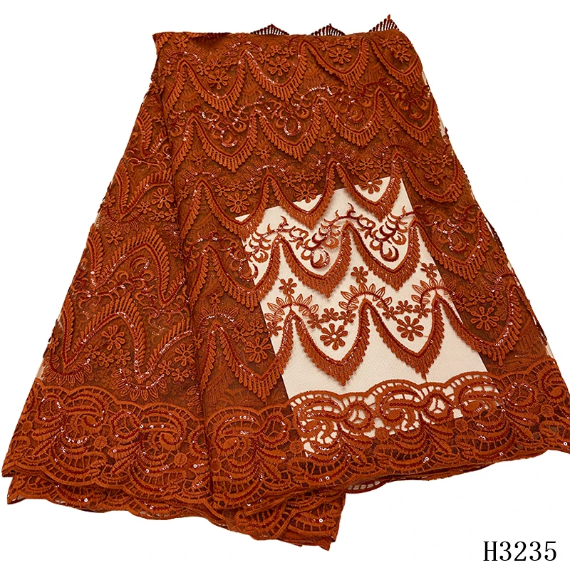 

Burnt Orange 3d African Lace Fabric Nigerian Lace Fabric 2020 High Quality Net Lace Fabric Sequins Lace For Women Wedding Dress