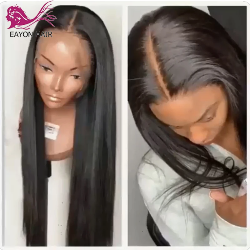 

EAYON Brazilian 13x6 Straight Lace Front Wig Glueless Remy Human Hair Lace Front Wigs For Black Women Pre Plucked Baby Hair