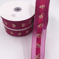 25yards 38mm wired edge rose pink with scallion organza ribbon for birthday decoration chirstmas gift diy wrapping 1 12 n2257
