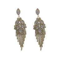 new fashion exaggeration crystal tassel earrings cubic zircon drop earrings nightclub party accessories wedding gift