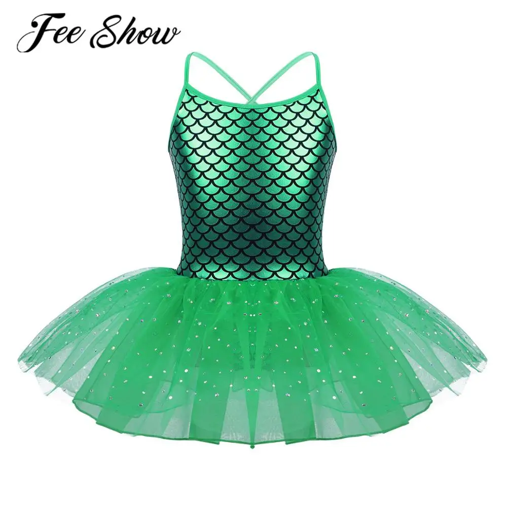 Детский блестящий зеленый костюм русалки для девочек ролевых игр детские