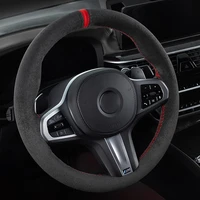 quality suede genuine leather car steering wheel cover braid covers anti sweat slip for most cars15 inch interior accessories