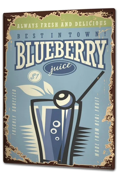 

Tin Sign Nostalgic Fun Blueberry Juice metal plate plaque