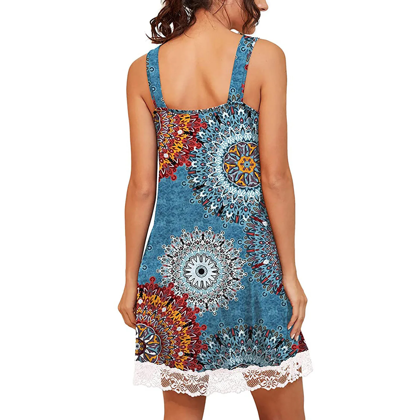 

Ishowtienda Women's Sleepwear Short Sleeve Nightgown Soft Sleepshirt Pleated Nightshirt Bohemian Dress