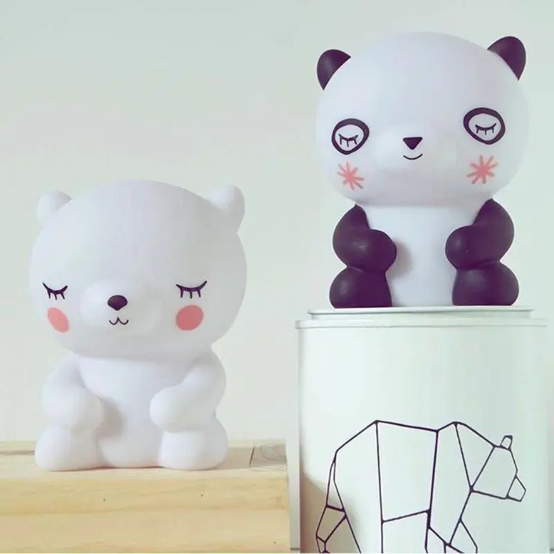 Bear Panda Led Night Light Lamp Cute Animal Cartoon Nightlight for Baby Kids Room Bedside Bedroom Living Decorative | Лампы и