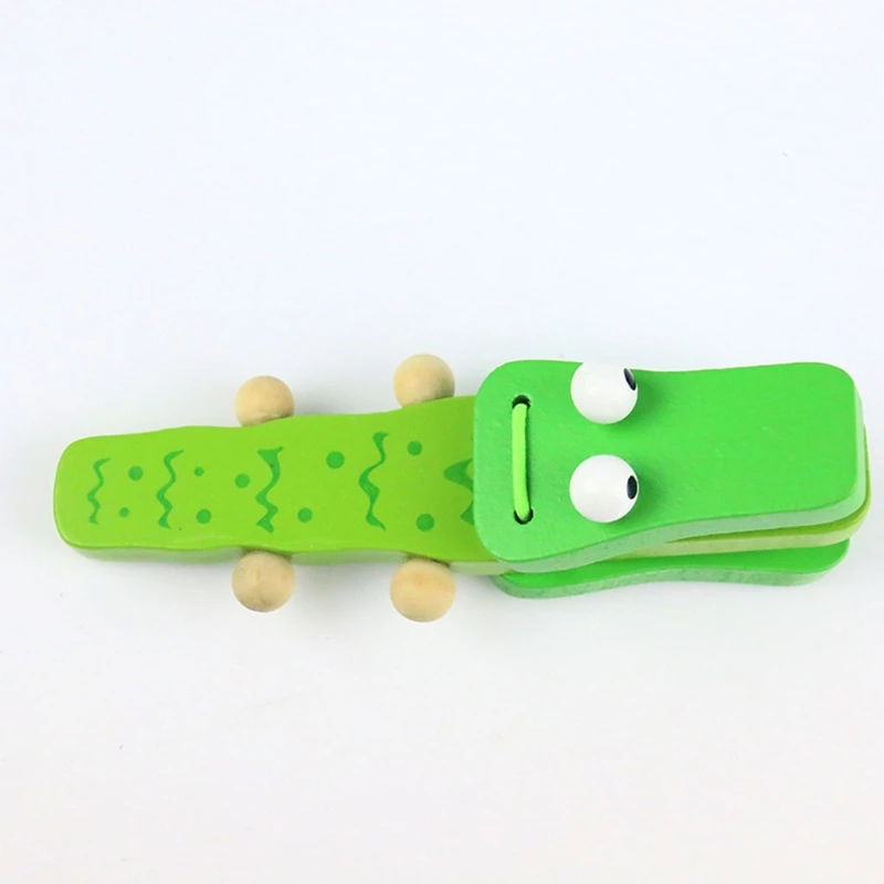 

066B Crocodile Shape Wood Castanet Baby Musical Instrument Cartoon Child Musical Educational Rattle Toys
