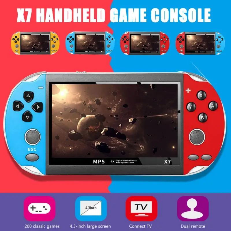 

Nostalgic Classic 4.3-inch HD Large Screen Handheld Game Console 8G Built-in 200 Game X7 Retro Handheld Not Make Up For Shipping