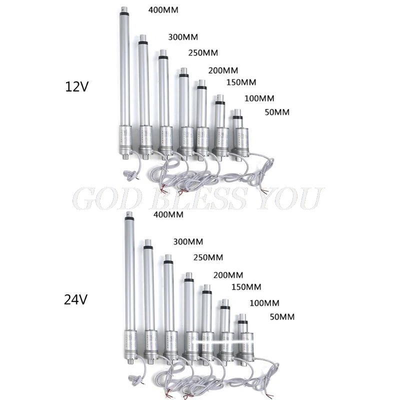 

12V DC Electric Linear Actuator Motor Controller 30mm/s 300N Stroke 50/100/150/200/250/300/350/400mm Drop Shipping