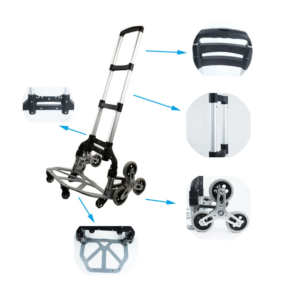 

Hot Sale Stair Climbing Cart All Terrain Stair Climbing Hand Truck Portable Folding Trolley for Upstairs