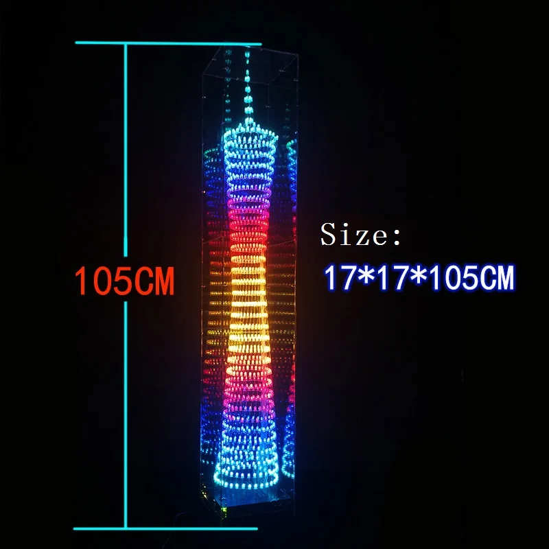 

Colorful Bluetooth Canton Tower Electronic DIY Kit 32 Layers * 32 Columns LED Light Cube bluetooth Music Ppectrum Players