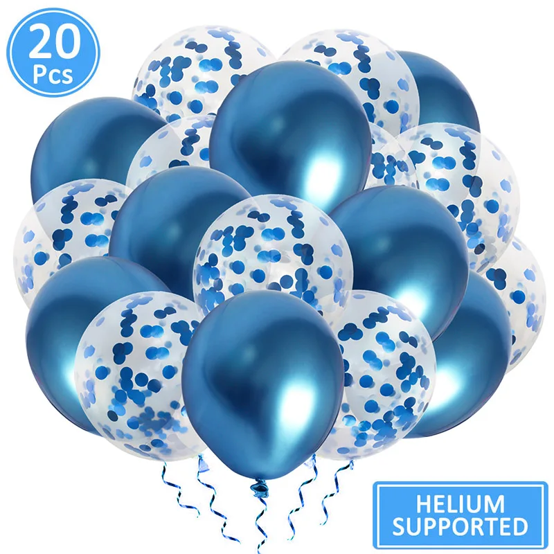 metal blue 20 шт 12 дюймов латексные конфетти Воздушные шары Декорации с днем рождения Дети Взрослые его мальчик девочка Свадьба партии поставки Babyshower - Цвет: metal blue