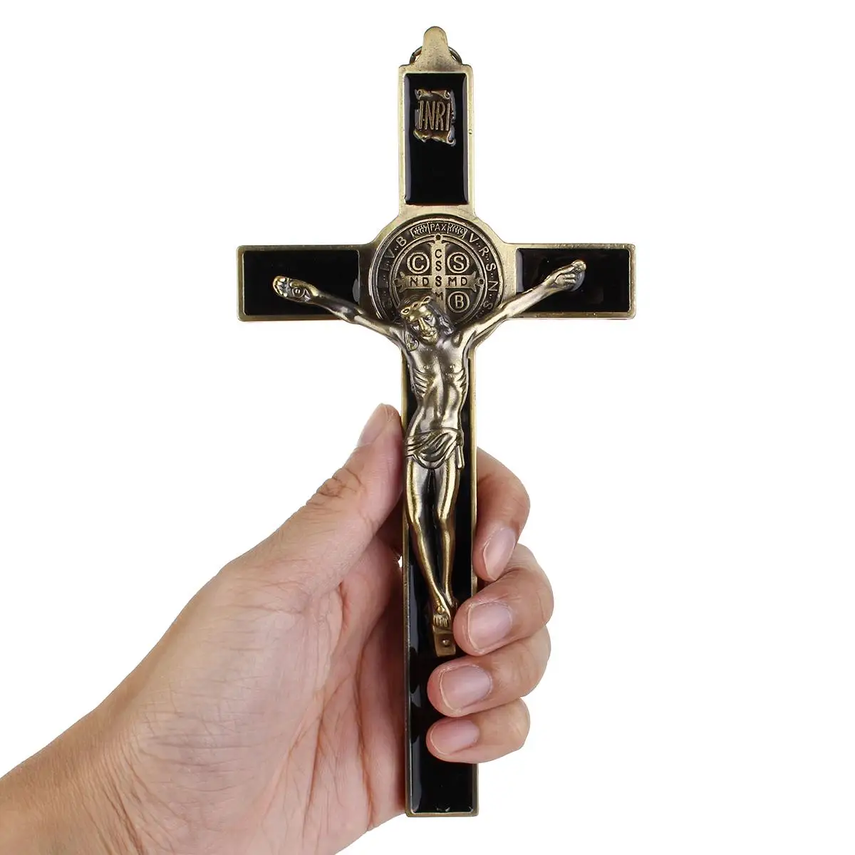 

19.5x9.5cm Wall Crucifix Cross Jesus Christ Religious Saint 3D Craft Decor Jesus Christ On The Stand Antique Decoration