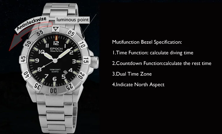 Мужские военные наручные часы, мужские тритиевые часы EPOCH sport T25 светящиеся водонепроницаемые наручные часы Мужские Аналоговые erkek kol saati 6020G