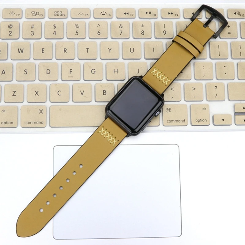 

Genuine Leather strap For Apple watch 3 2 1 Iwatch band 42mm 38mm bracelet Crazy Horse pattern watch wrist belt + metal buckle