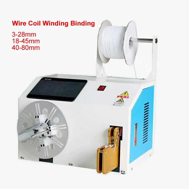 

Automatic Wire Coil Winding Machine Cable Binding Tie Tools Electric Digital Touch Screen for Length 3-28mm 18-45mm 40-80mm