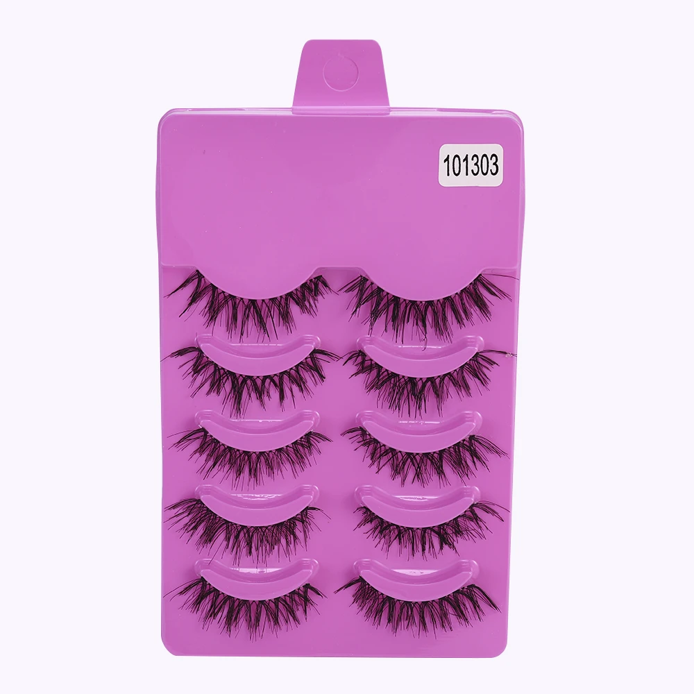 

5 Pairs 3D Natural Messy False Eyelashes Lashes Extension Eye Makeup Tools Crisscross Wispy Fluffy Soft Faux Mink Hair Eyelash
