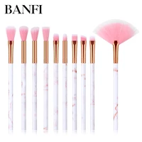 banfi 10pcs new products marble makeup brushes set eye makeup brush small fan shaped brush multifunctional cosmetic beauty tool