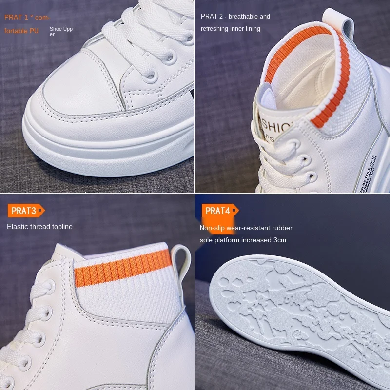 

White Women Chunky Sneakers 2020 Fashion Platform Sneakers Ladies Brand Wedges Casual Shoes for Woman Leather Sports Dad Shoes