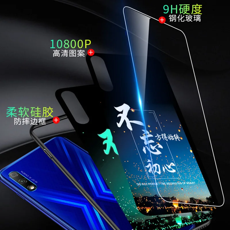 Бабочка чехол в виде светящегося стекла для huawei Honor 9X 9X Pro Роскошный чехол для задней части корпуса huawei Honor 8X 9X 7X защитный чехол для телефона чехол Coque