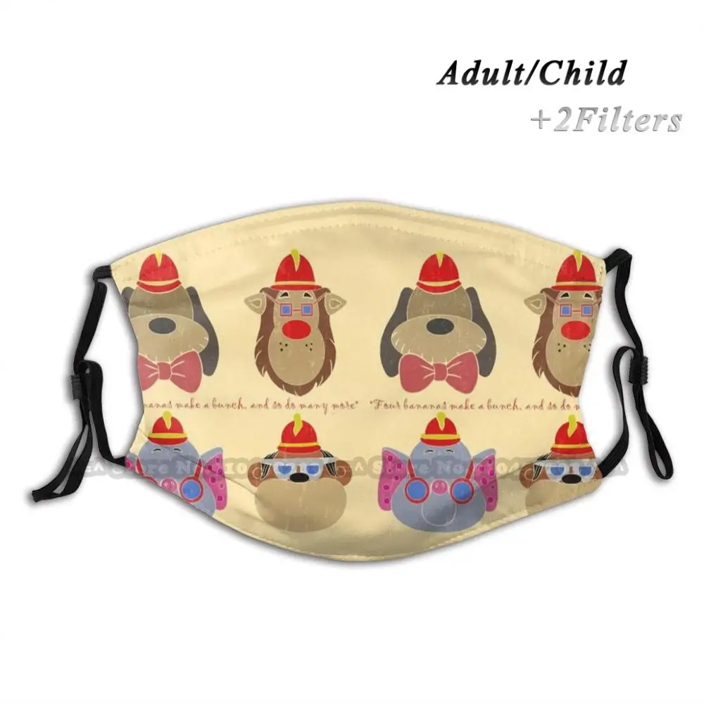 

Go Bananas And Split маска для лица с принтом модная смываемая маска с защитой от пыли банан Сплит s Hanna Barbera мультфильмы ретро