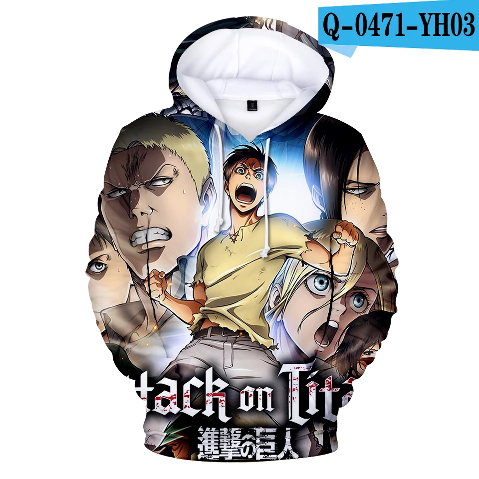 

3D New Fashion Hip hop Kpop Hoodies Attack on Titan Sweatshirt Pullovers 3D Casual Jacket Full Tops Men/women Hoody Hoodie