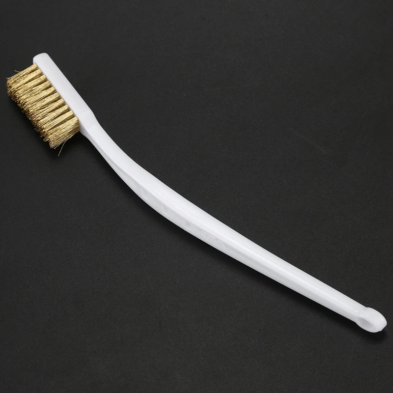 

10 Pcs 6.9 "Length Plastic White Handle Bristle Brush brass metal