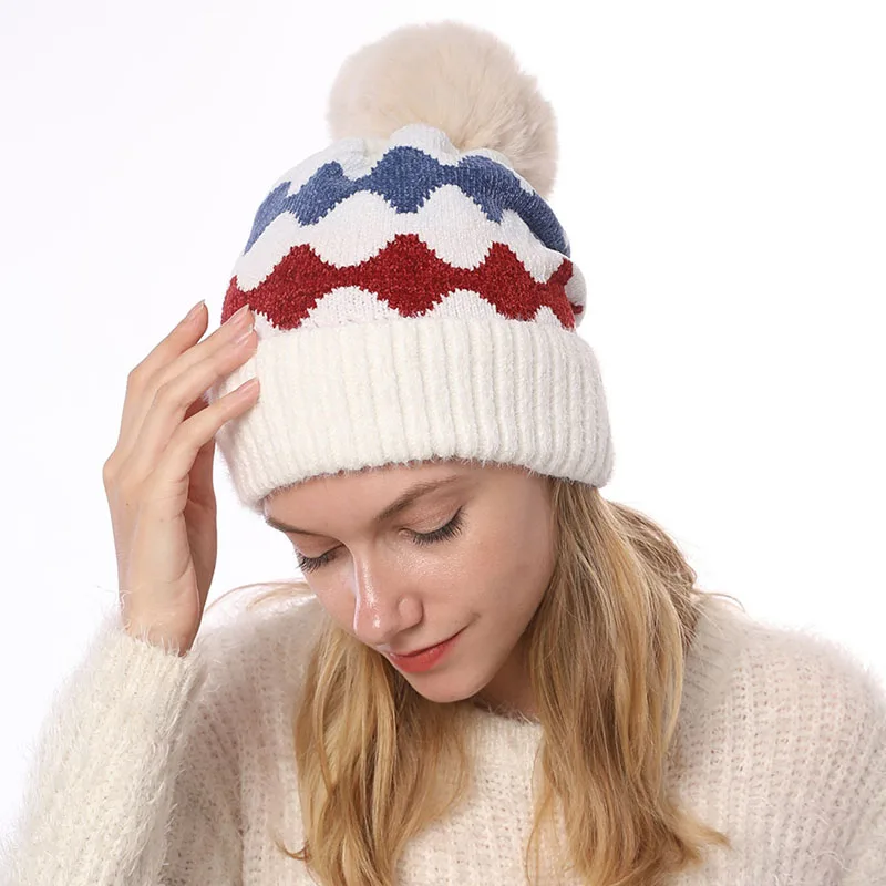 Осенне зимняя женская шапка бархатные теплые вязаные шапочки Мягкая шерстяная с