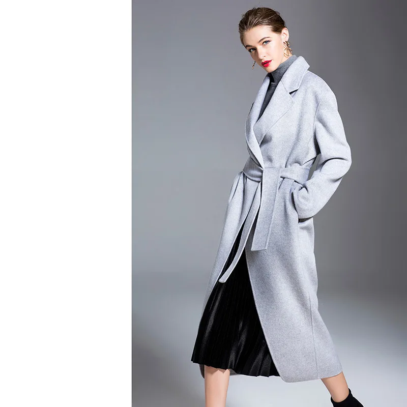 Длинные шерстяные кашемировые пальто для женщин 2019 осень зима женские куртки