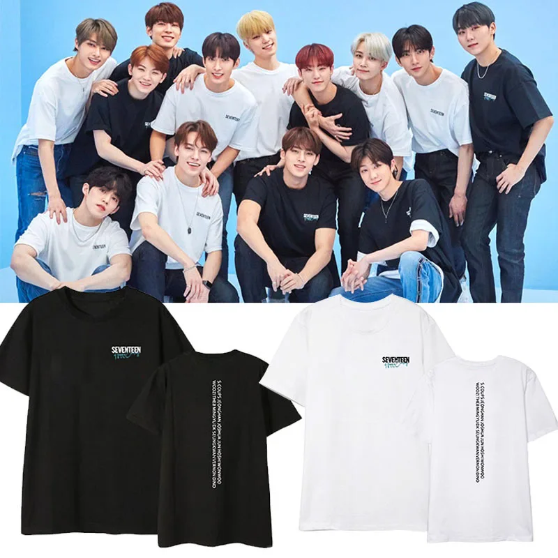 SEVENTEEN Кей поп 4 лет юбилей все имена членов печати Футболка с круглым вырезом