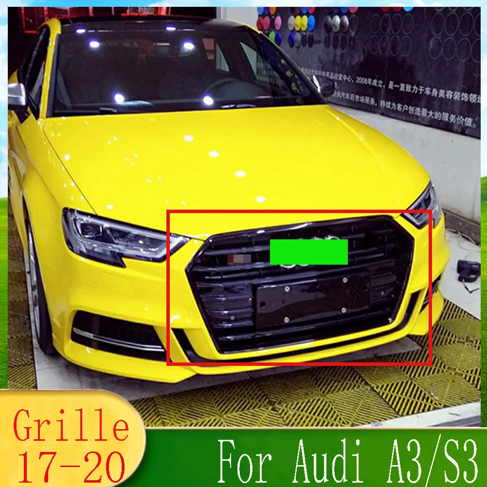 

With/NO ACC For Audi A3/S3 8V 2017 2018 2019 2020（Refit For S3 style) Car Front Bumper Grille Centre Panel Styling Upper Grill