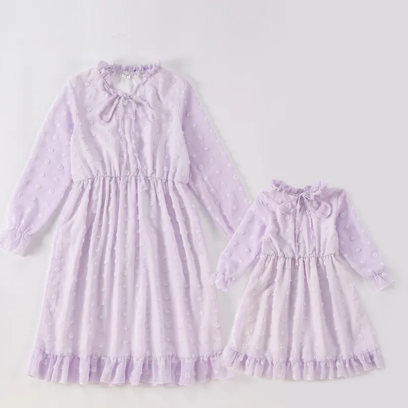 Mother Daughter Matching Dress 2021 Summer Fall Sequin Mommy and Me Dresses Princess Kids Baby Girl Clothes Outfit images - 6