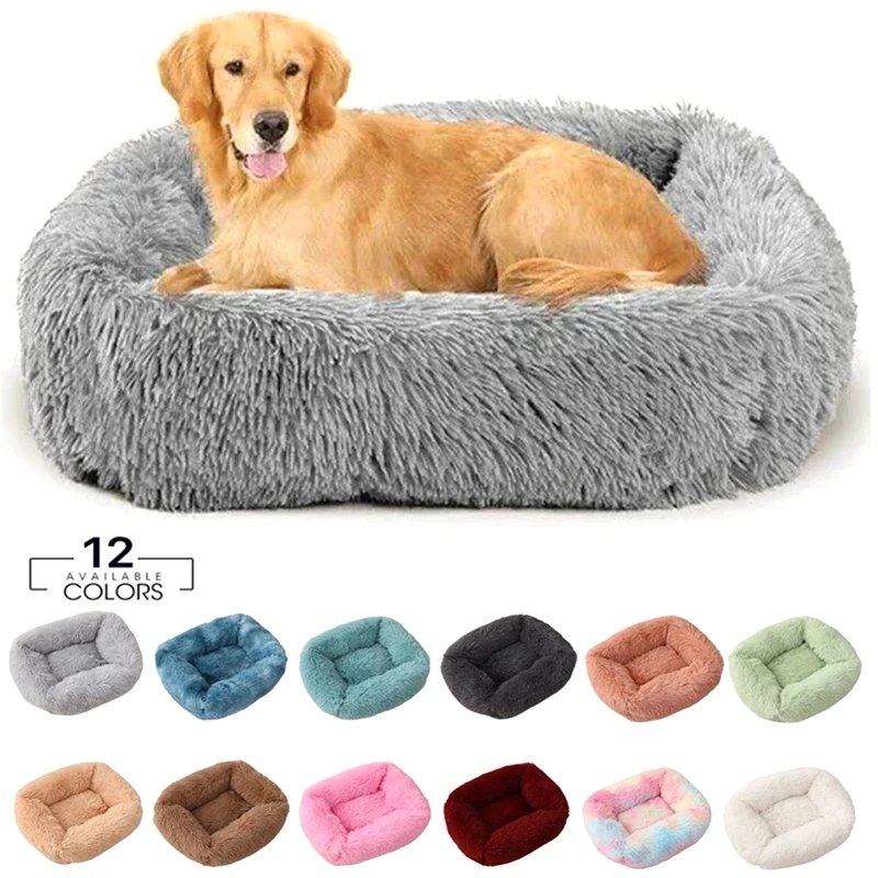 

Winter Dog Bed Cat Bed Pink Black Warm Plush Pet Square Super Soft Fluffy Comfortable Kennel Sleeping Bag Dog House Bed