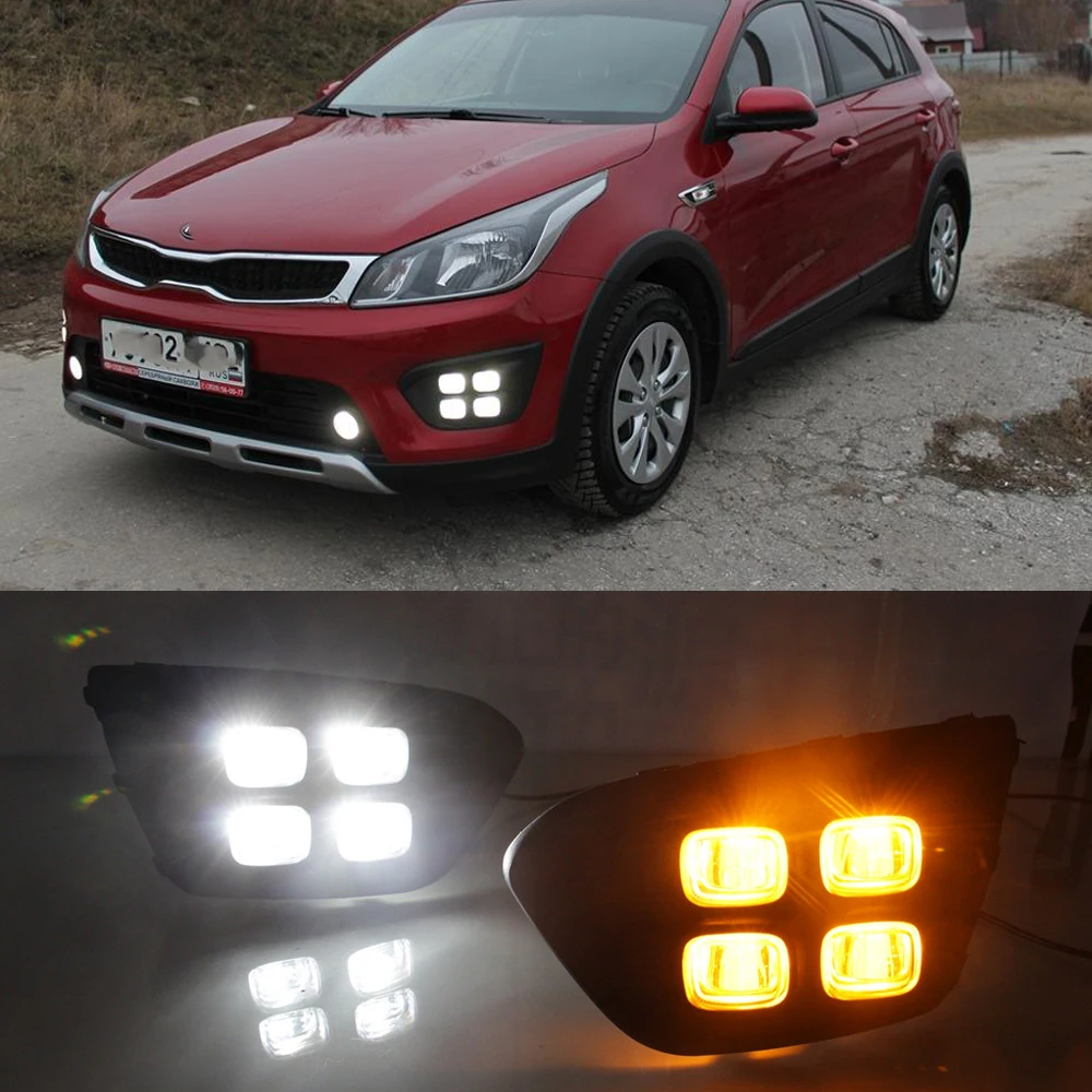 Автомобильные дневные ходовые огни 12 В лампа для России KIA RIO X Line 2018 2019 подсветка