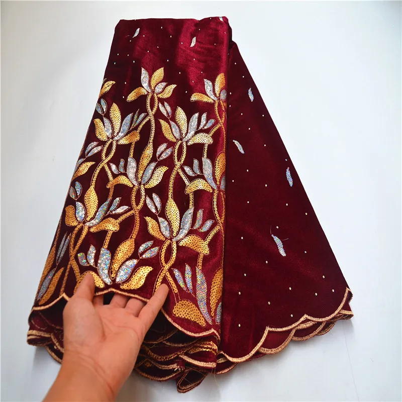 

African Velvet Net Lace Fabric Blue Sequins French African Nigerian Latest Design High Quality Tulle 2020 For Wedding FLP-1111