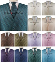 mens luxury paisley suit 4pcs vest necktie bowtie handkerchief set for groom wedding