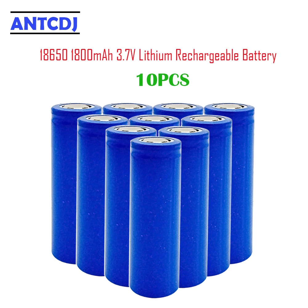 

Hot Sale ANTCDJ 10Pcs 18650 2200mAh 3.7V Lithium Rechargeable Battery 2200mAh 3.7V Li-ion Flat Top Batteries for Flashlight