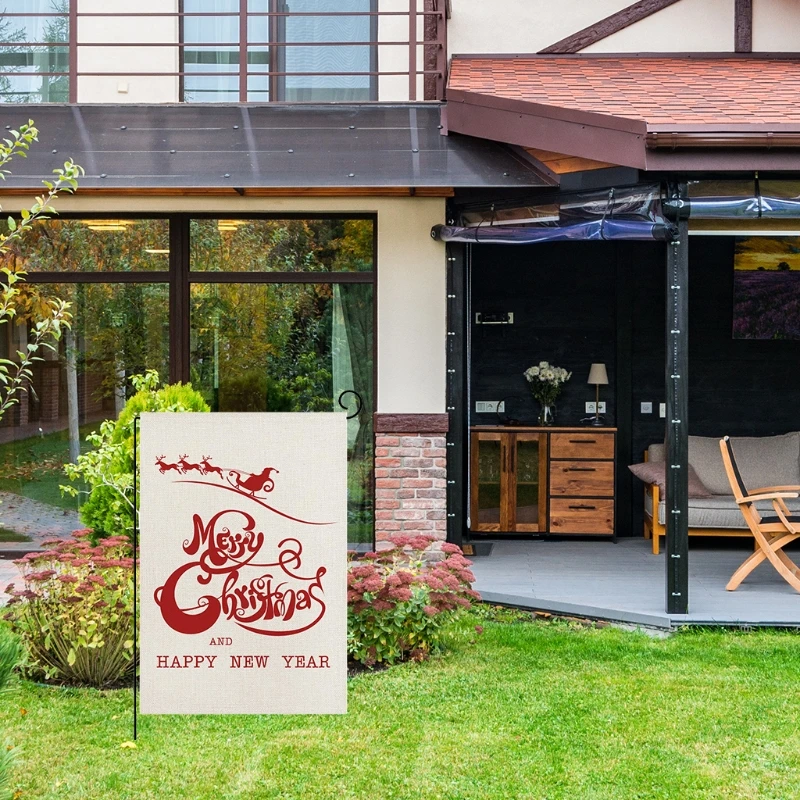 Счастливый товар рождественские флаги Лось двора двусторонний принт